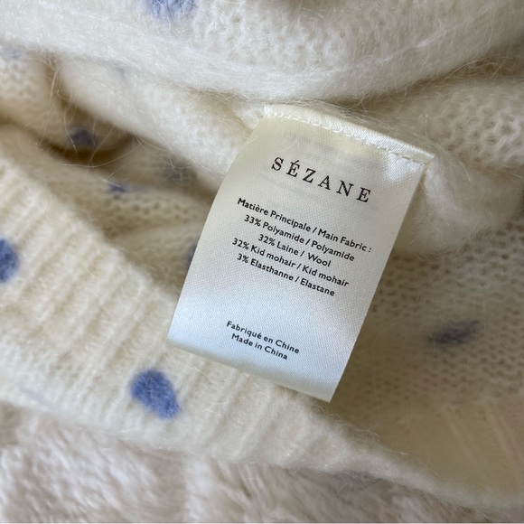 Sezane Cream and Blue Polka Dot Sweater - Picture 8 of 12